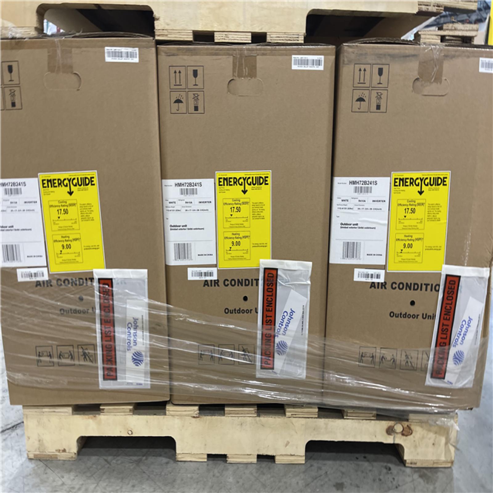 DALLAS LOCATION - Johnson Controls 2T 17SEER MULTISTAGE MOD HTP(OUTDOOR UNIT) PALLET-(3 UNITS)
