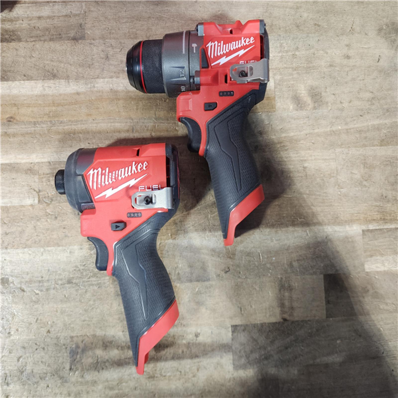HOUSTON LOCATION - AS-IS Milwaukee FUEL 12-Volt Lithium-Ion Brushless Cordless Hammer Drill and Impact Driver Combo Kit
