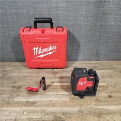 HOUSTON LOCATION - AS-IS Milwaukee 100 ft. REDLITHIUM Lithium-Ion USB Green Rechargeable Cross Line Laser Level with Charger and Alignment Target