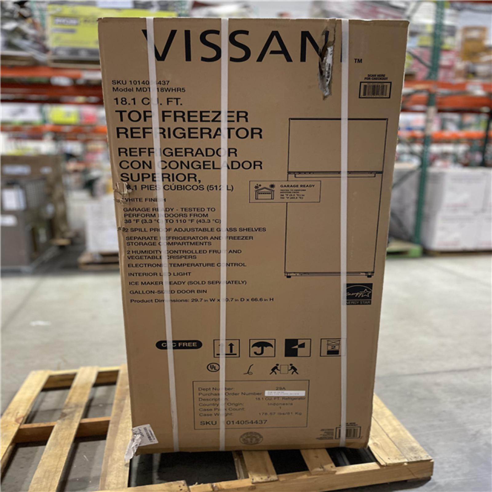 DALLAS LOCATION -AS-IS VISSANI 18.1 CU.FT REFRIGERATOR