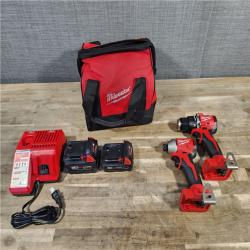 HOUSTON LOCATION - AS-IS M18 18-Volt Lithium-Ion Brushless Cordless Compact Hammer Drill/Impact Combo Kit (2-Tool) with (2) Batteries, Bag