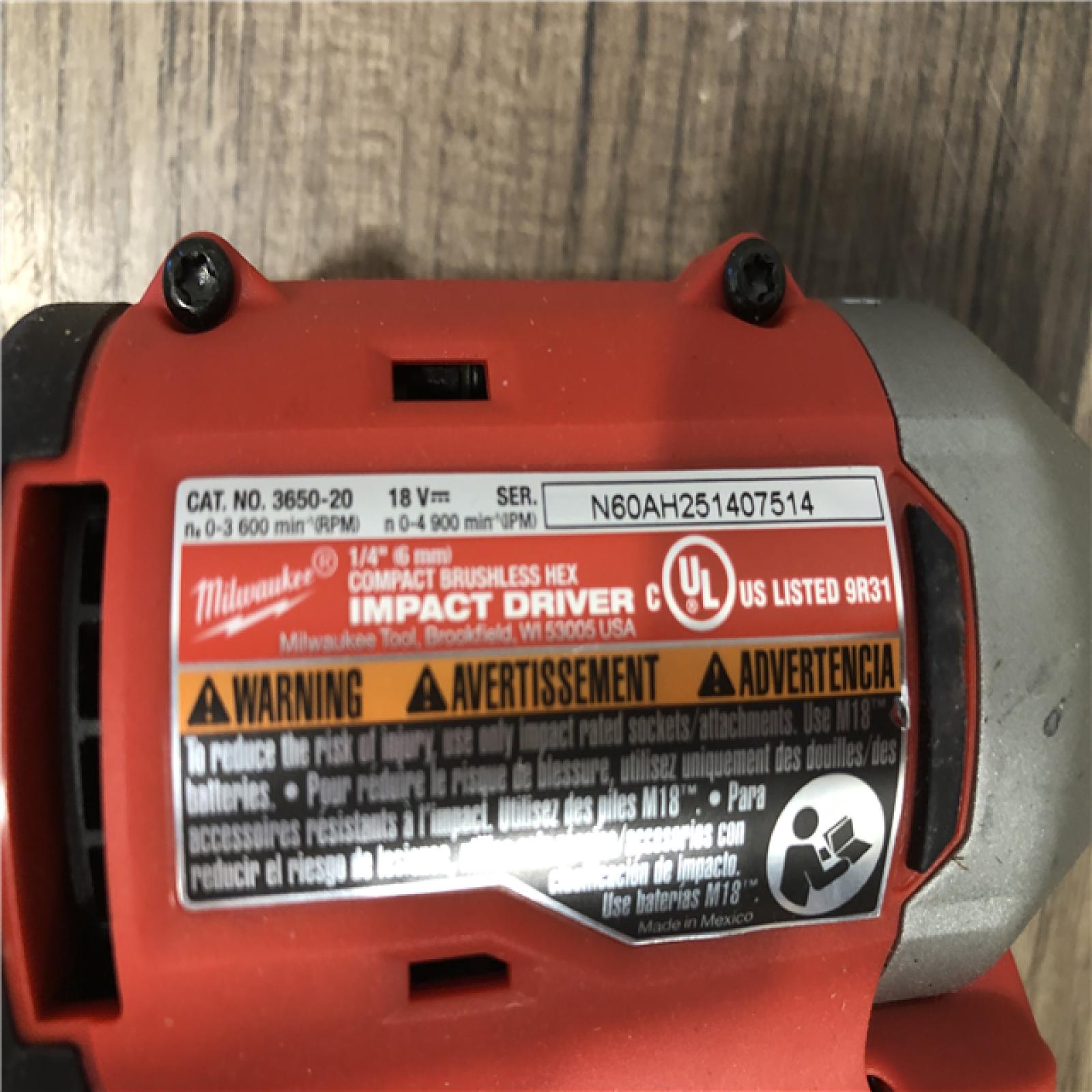 AS-IS Milwaukee 18V Lithium-Ion Brushless Cordless 1/4 in. Compact Impact Driver (Tool Only)