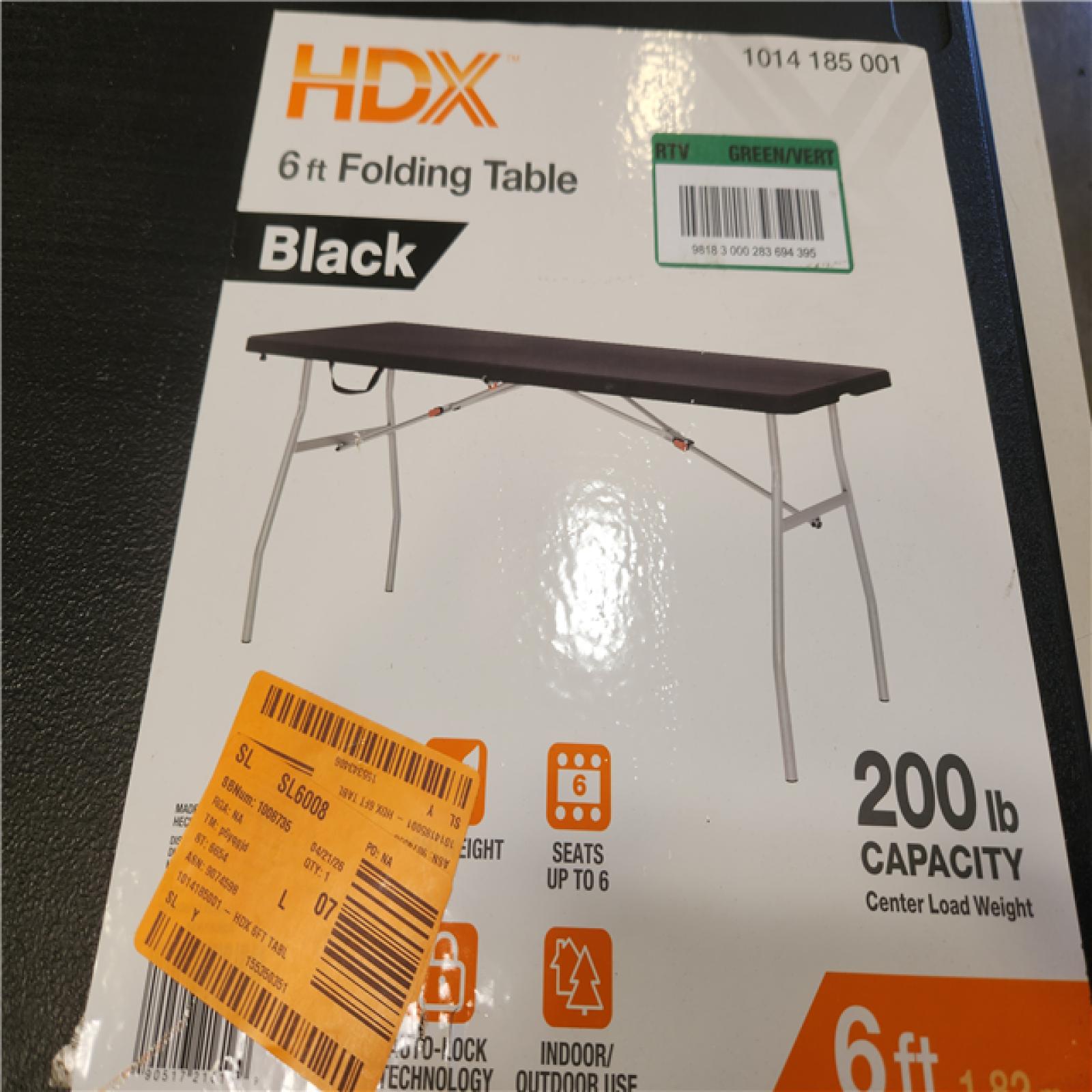 Phoenix Mixed HDX Resin Top Indoor/Outdoor Rectangular Folding Utility Tables 12   Seats 7
