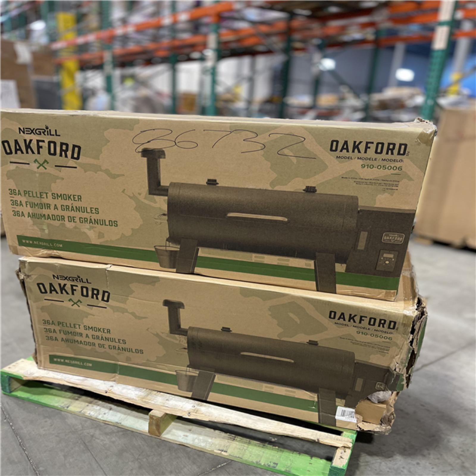 DALLAS LOCATION- Nexgrill Oakford 36A - 36 in. Pellet Grill Smoker in Black PALLET-(2 UNITS)