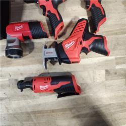 HOUSTON LOCATION - AS-IS (APPEARS LIKE NEW) MILWAUKEE M12 12V Lithium-Ion Cordless Combo Kit (5-Tool) with Two 1.5Ah Batteries, Charger & Tool Bag