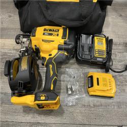 AS-IS DEWALT 20V MAX Lithium-Ion 15-Degree Electric Cordless Roofing Nailer Kit