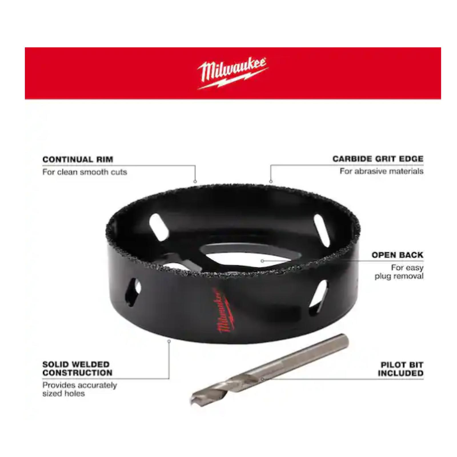 NEW! - Milwaukee 4-3/8 in. Carbide Recessed Light Hole Saw with Pilot Bit -(4 UNITS)