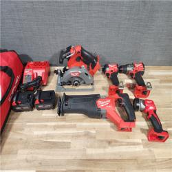 HOUSTON LOCATION - AS-IS M18 FUEL 18V Lithium-Ion Brushless Cordless Combo Kit (5-Tool) with Two 5.0 Ah Batteries  1 Charger 1 Tool Bag