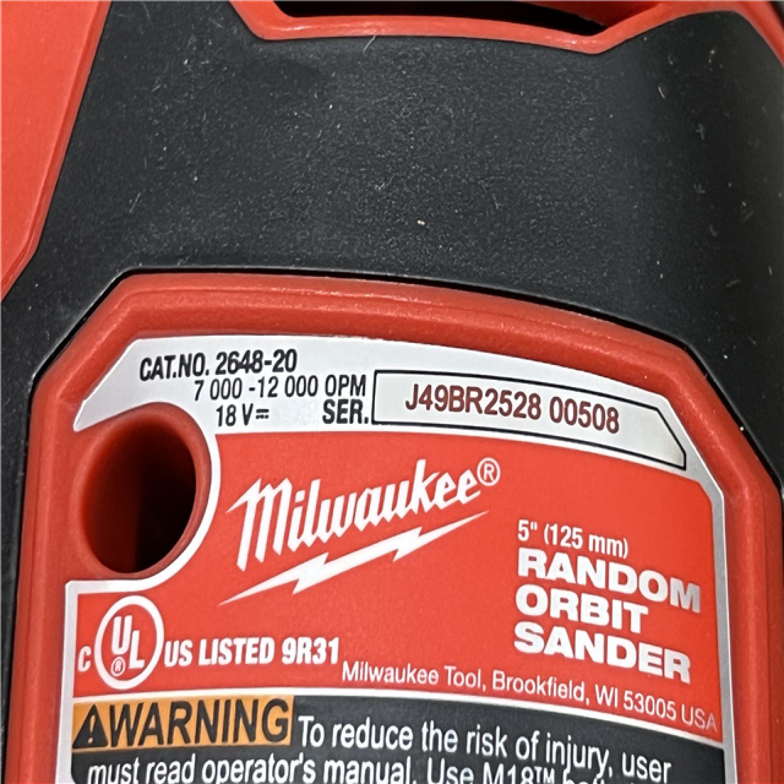 AS-IS Milwaukee 18V Lithium-Ion Cordless 5 in. Random Orbit Sander (Tool-Only)