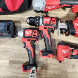 HOUSTON LOCATION - AS-IS Milwaukee M18 18-Volt Lithium-Ion Cordless Combo Kit 7-Tool with 2-Batteries, Charger and Tool Bag