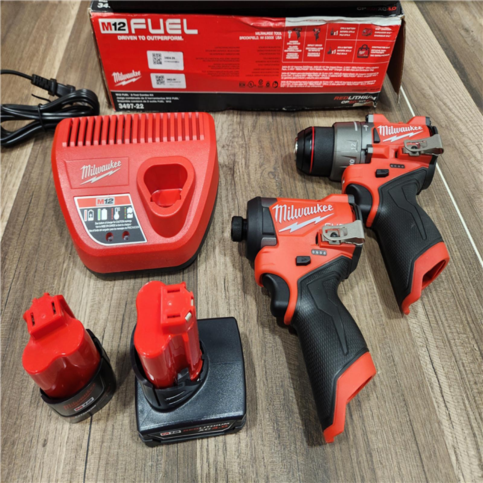 AS-IS Milwaukee 3497-22 12V Brushless Hammer Drill and Impact Driver Combo Kit