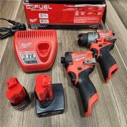 AS-IS Milwaukee 3497-22 12V Brushless Hammer Drill and Impact Driver Combo Kit
