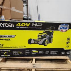 Dallas Location - As-Is RYOBI 40V HP Brushless Whisper Series 21. in Self-Propelled Mower - (2) 6.0 Ah Batteries & Charger-Appears Like New Condition