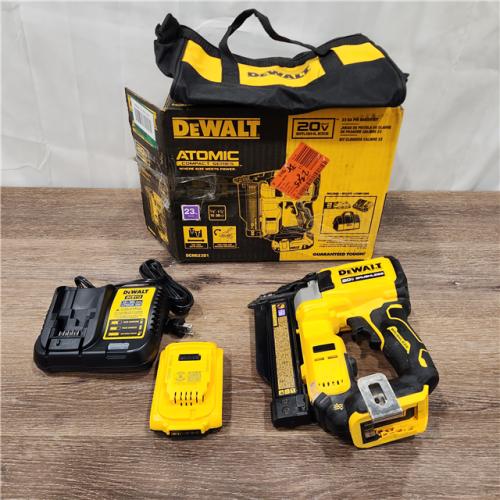 AS-IS DEWALT ATOMIC 20V MAX Lithium Ion Cordless 23 Gauge Pin Nailer Kit with 2.0Ah Battery & Charge