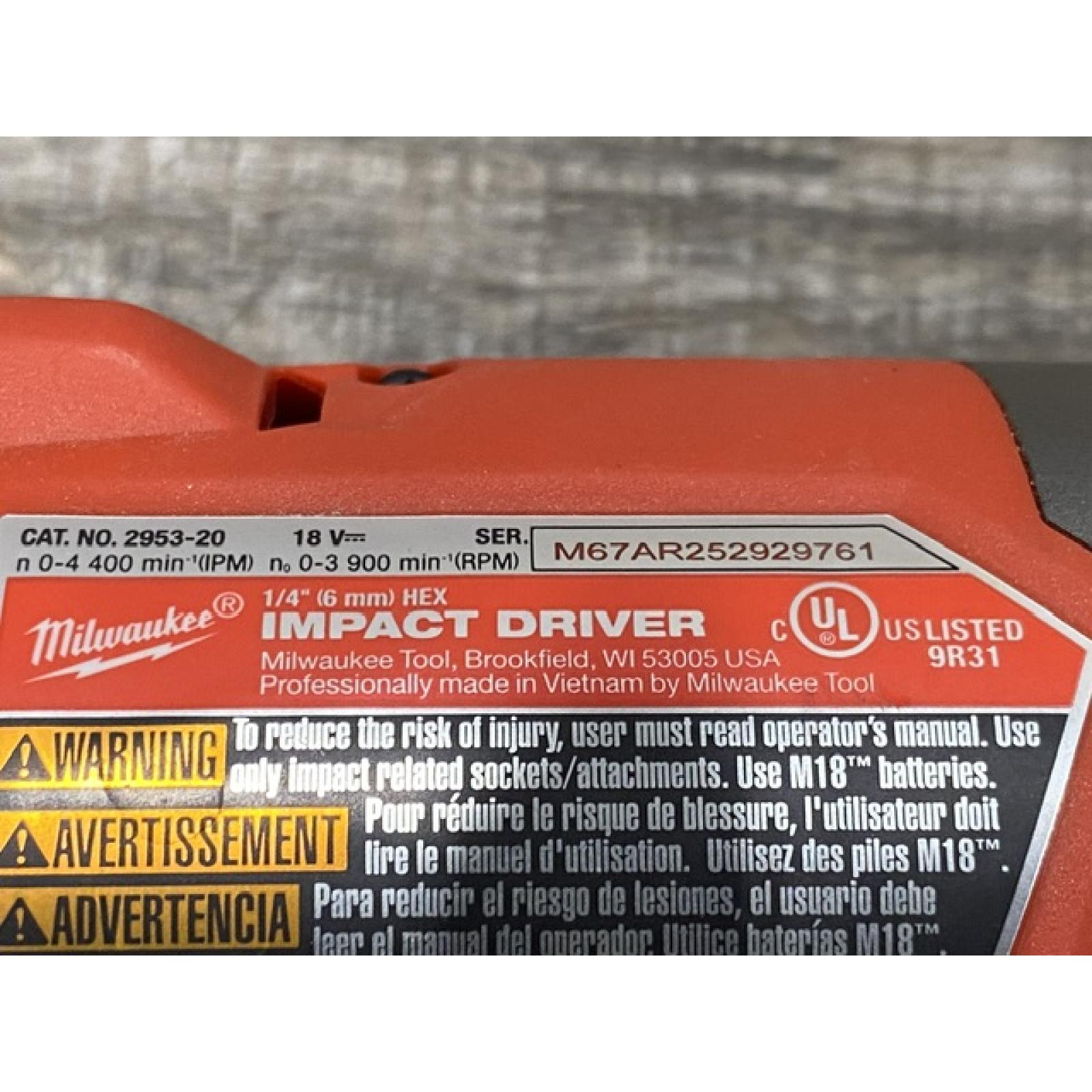 AS-IS Milwaukee FUEL 18V Lithium-Ion Brushless Cordless 1/4 in. Hex Impact Driver Kit