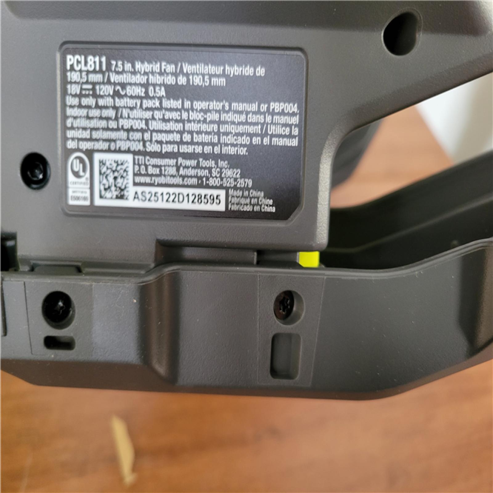 California NEW Ryobi One+ 18V Hybrid 7.5 Fan (Tool Only)