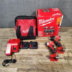 HOUSTON LOCATION - AS-IS Milwaukee M18 18V Lithium-Ion Brushless Cordless Compact Drill/Impact Combo Kit (2-Tool) W/(2) 2.0 Ah Batteries  Charger & Bag