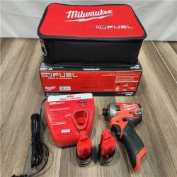 AS-IS Milwaukee M12 FUEL SURGE 12V Lithium-Ion Brushless Cordless 1/4 in. Hex Impact Driver Compact Kit W/Two 2.0Ah Batteries, Bag