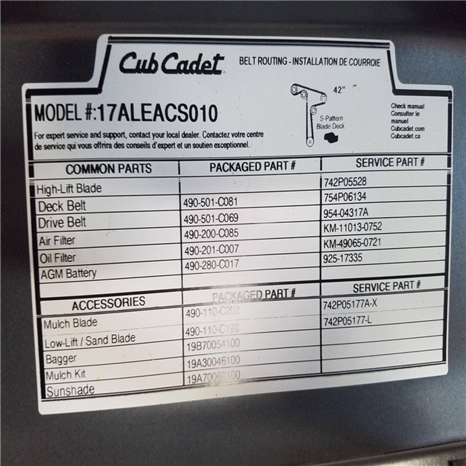CALIFORNIA AS-IS CUB CADET RIDING MOWER