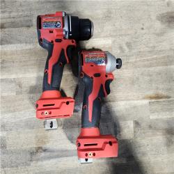 HOUSTON LOCATION - AS-IS Milwaukee M18 18V Lithium-Ion Brushless Cordless Compact Drill/Impact Combo Kit (2-Tool) W/(2) 2.0 Ah Batteries  Charger & Bag