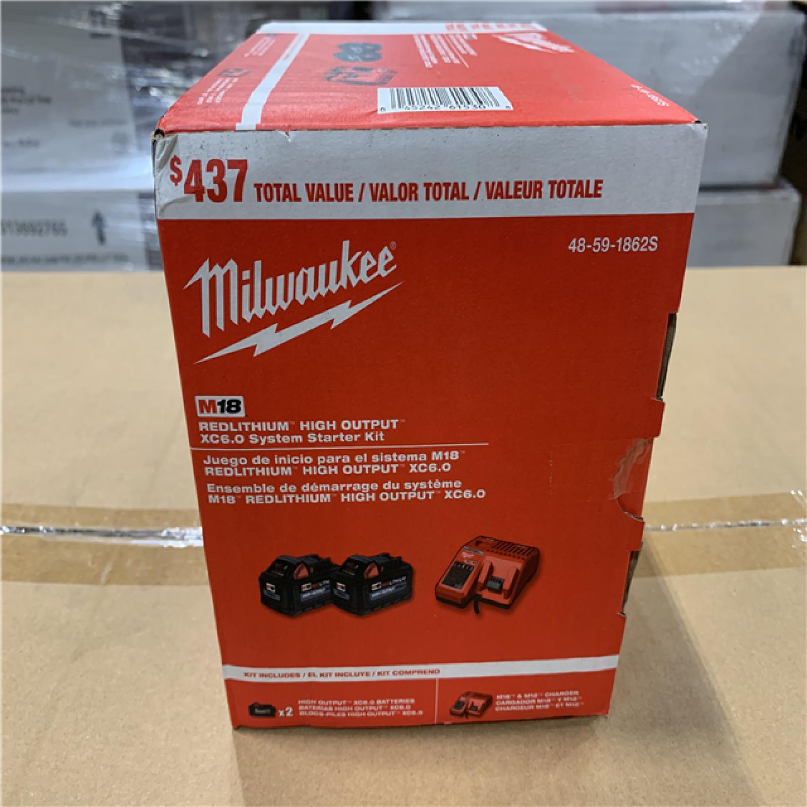 NEW! - Milwaukee M18 18-Volt Lithium-Ion High Output Starter Kit with Two 6.0 Ah Battery and Charger