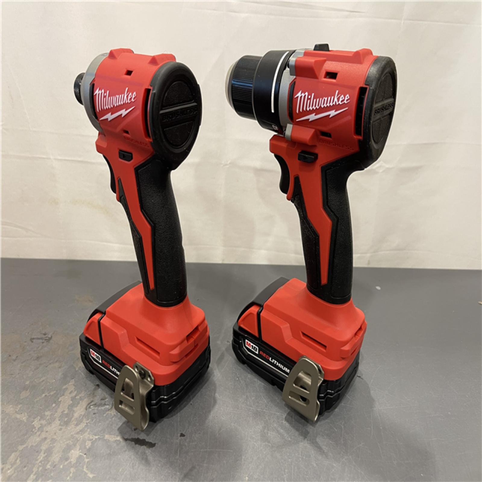 AS-IS - Milwaukee M18 18V Lithium-Ion Brushless Cordless Compact Drill/Impact Combo Kit