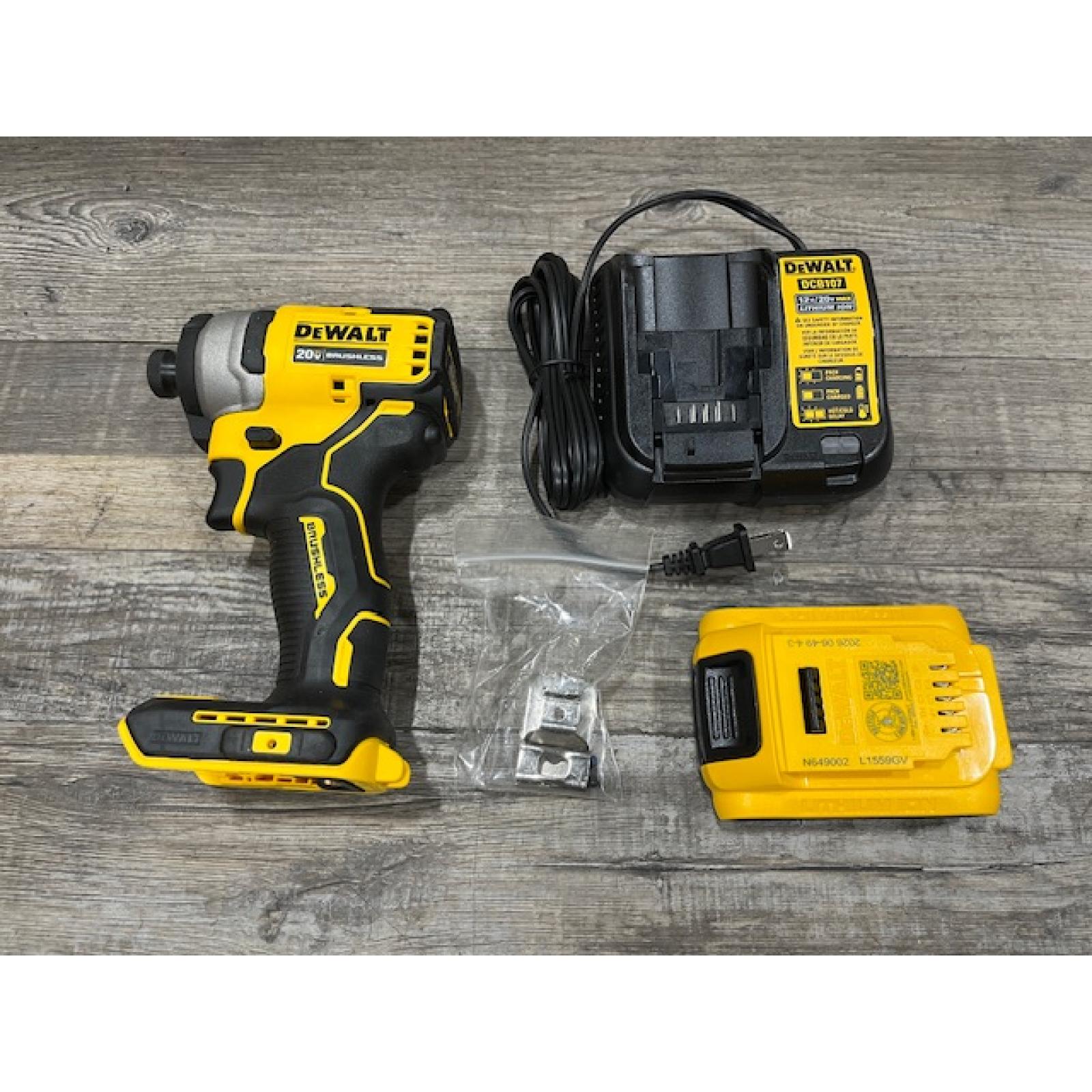 AS-IS DEWALT Atomic 20V Max Lithium-Ion Brushless Cordless Compact 1/4 in. Impact Driver Kit