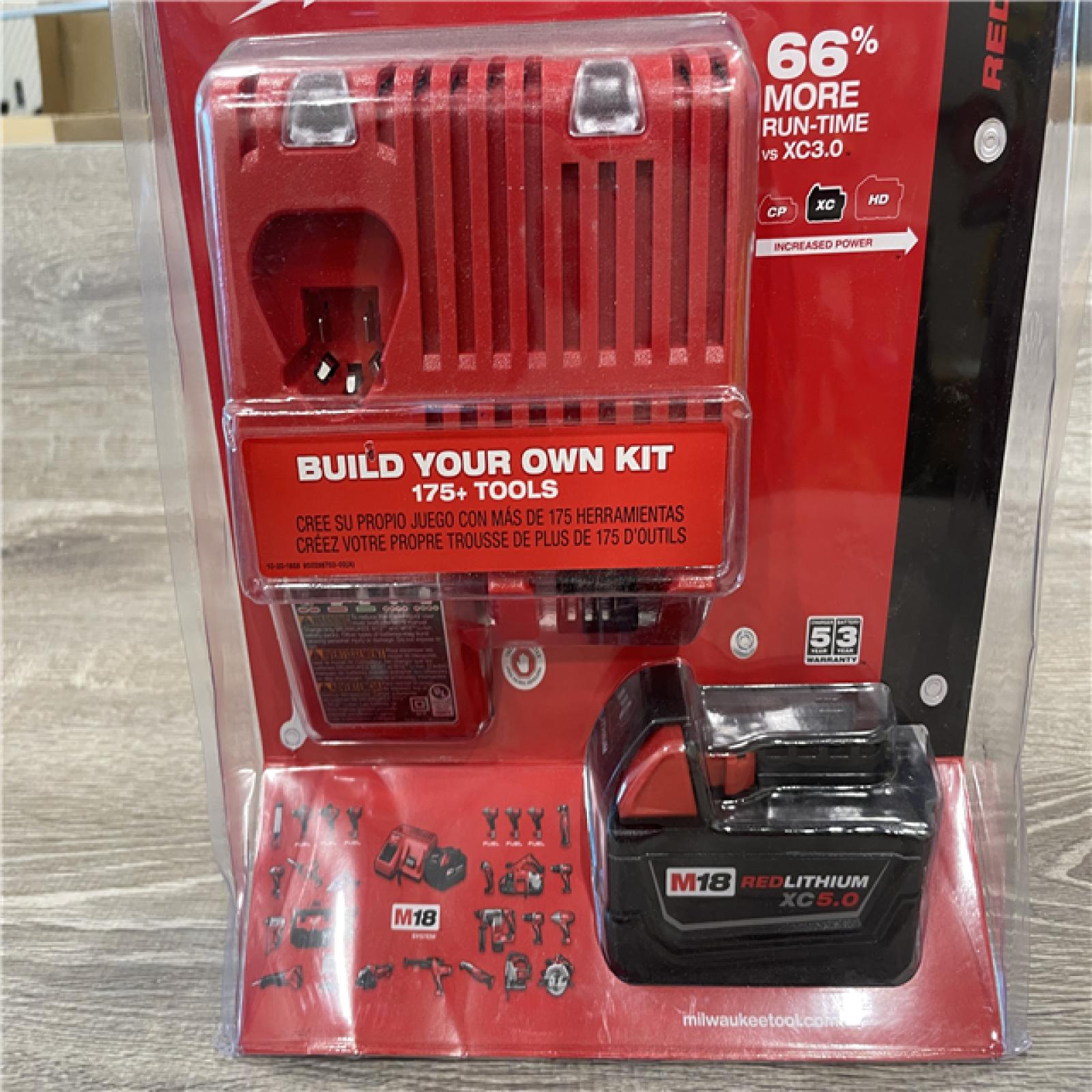 New - Milwaukee 18-Volt Lithium-Ion XC Starter Kit with One 5.0Ah Battery and Charger