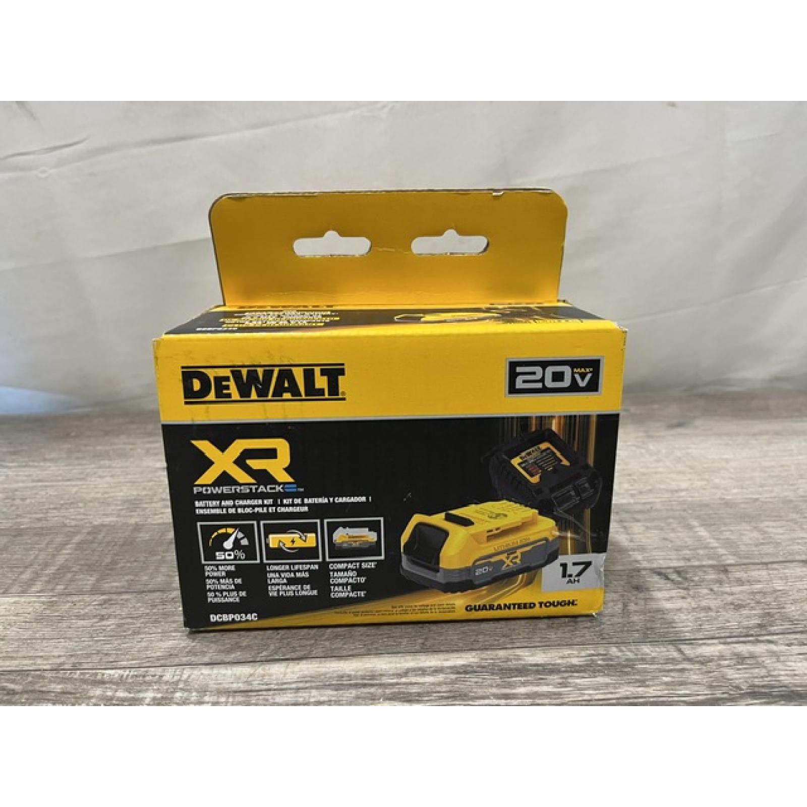 NEW - DEWALT 20V MAX XR POWERSTACK Lithium-Ion Battery Starter Kit with 1.7Ah Battery and Charger