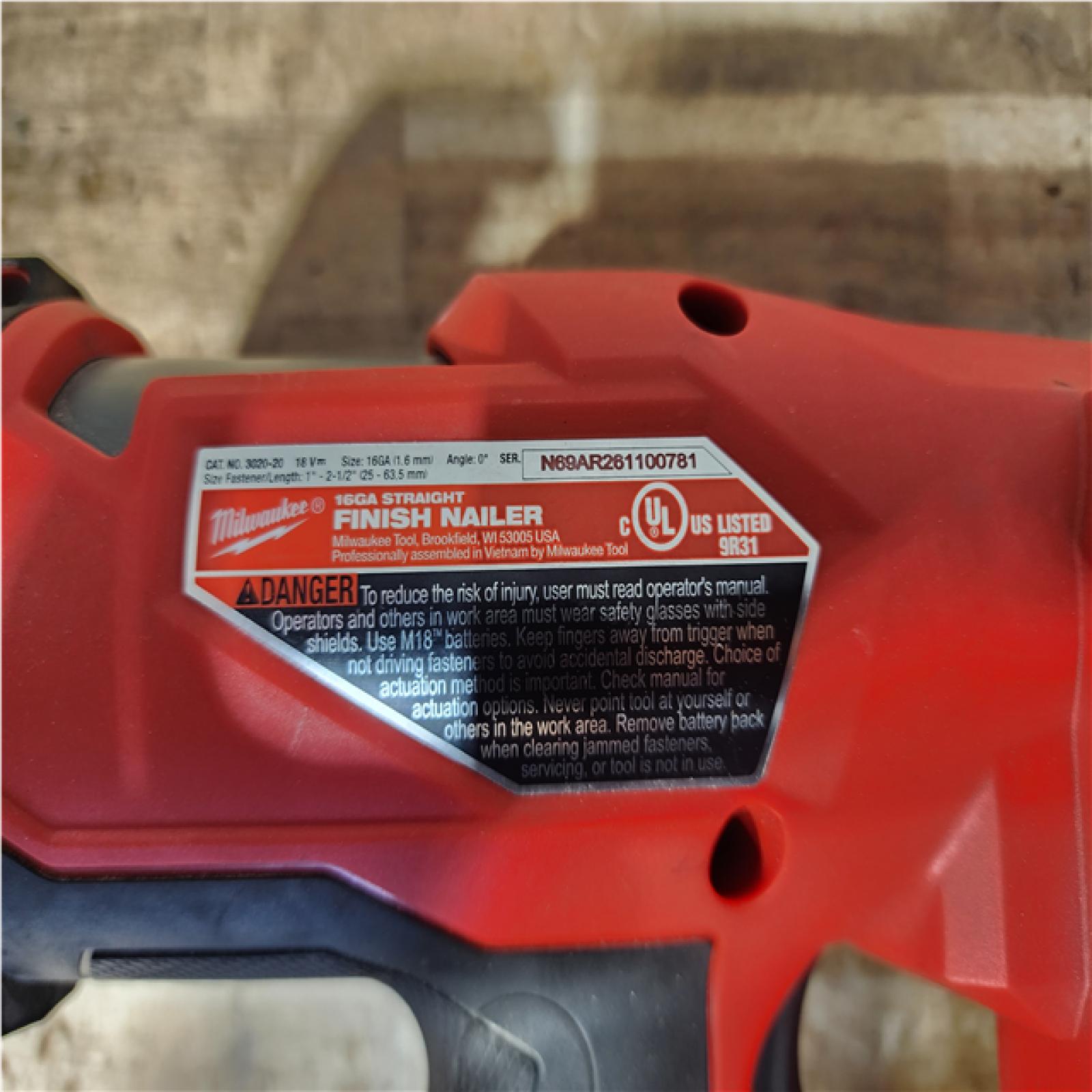 Houston Location AS-IS Milwaukee FUEL 18-Volt Lithium-Ion Brushless Cordless Gen ll 16-Gauge Straight Finish Nailer (Tool Only)