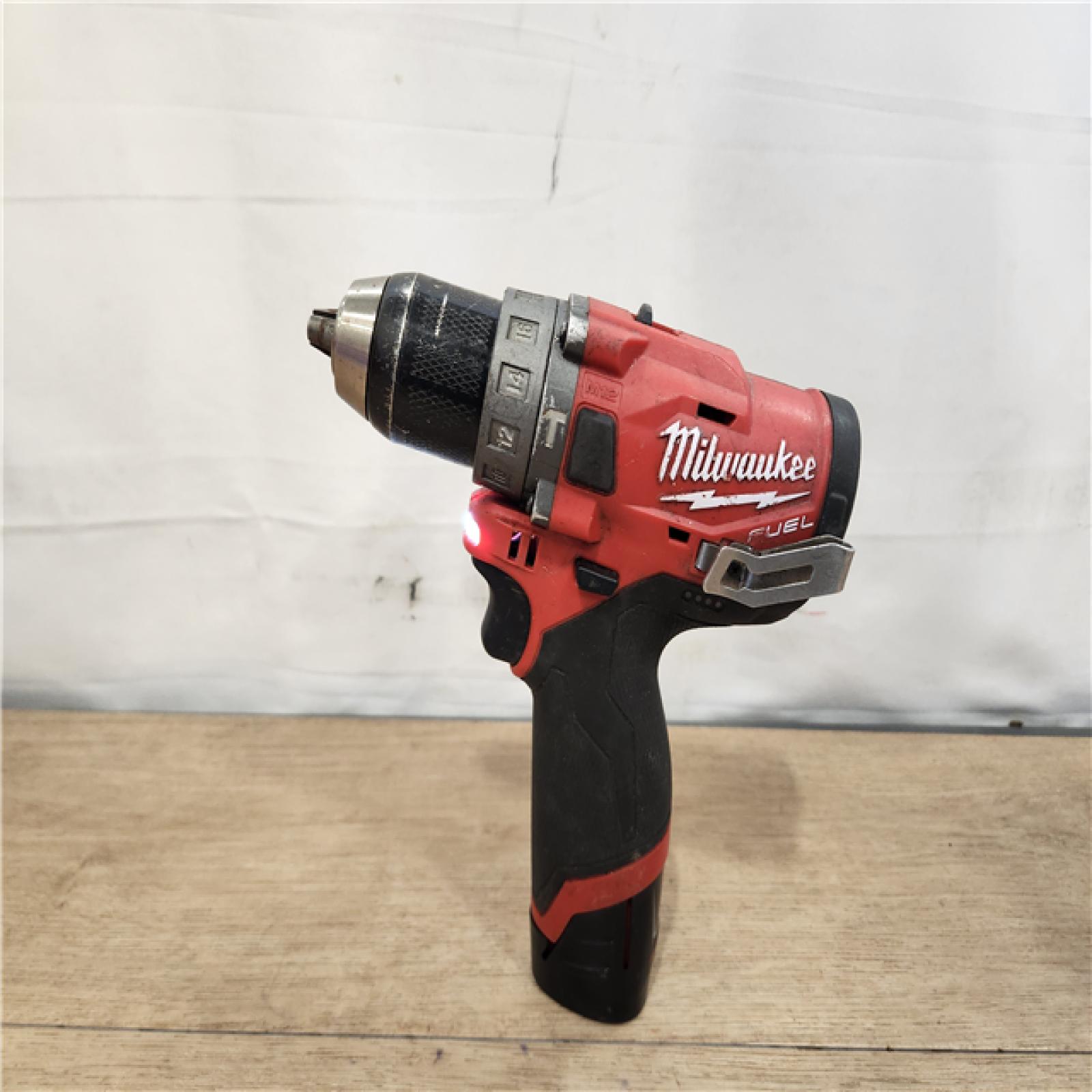 Milwaukee M12 FUEL 12-Volt Lithium-Ion Brushless Cordless 1/2 in. Hammer Drill Kit with 1 Compact 2.0Ah Battery Pack and 1 Charger