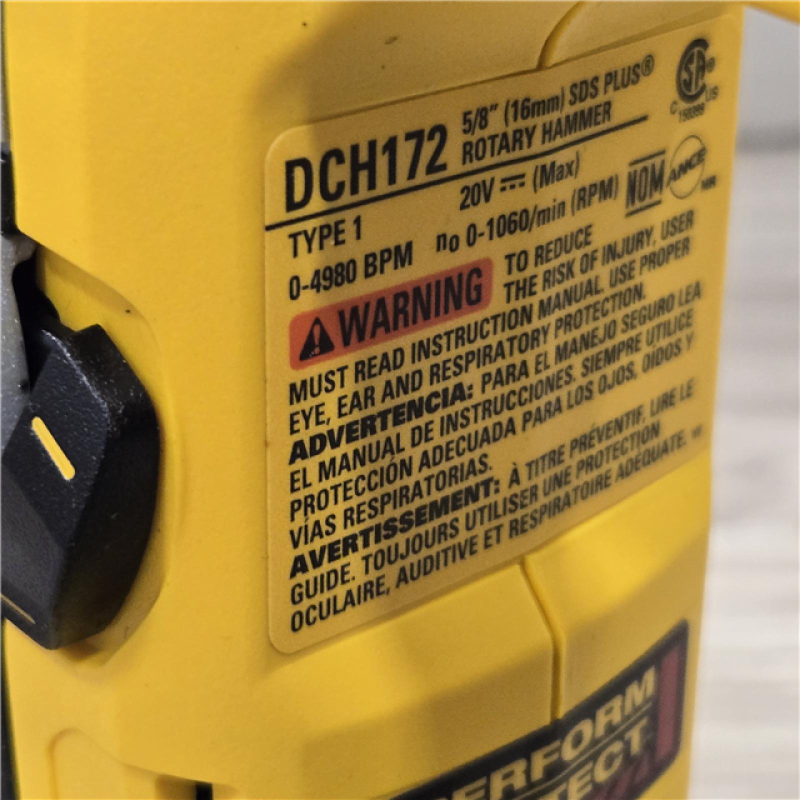 AS-IS Dewalt DCH172B MAX Atomic 20V 5/8 Inch Cordless SDS Plus Rotary Hammer (Tool Only)