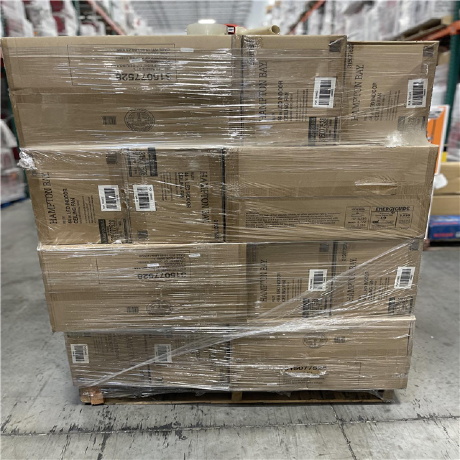 DALLAS LOCATION - Hampton Bay Riley 44 in. LED Brushed Nickel Indoor Ceiling Fan with Light Kit PALLET-(36 UNITS)