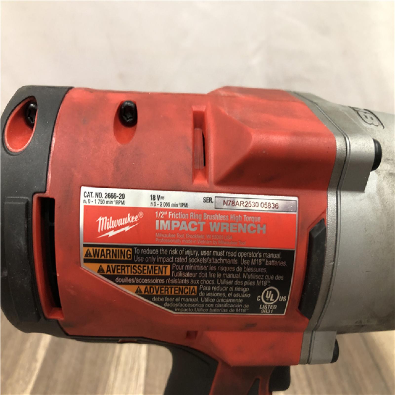 AS-IS Milwaukee 18-Volt Lithium-Ion Brushless 1/2 in. High Torque Impact Wrench with Friction Ring (Tool-Only)