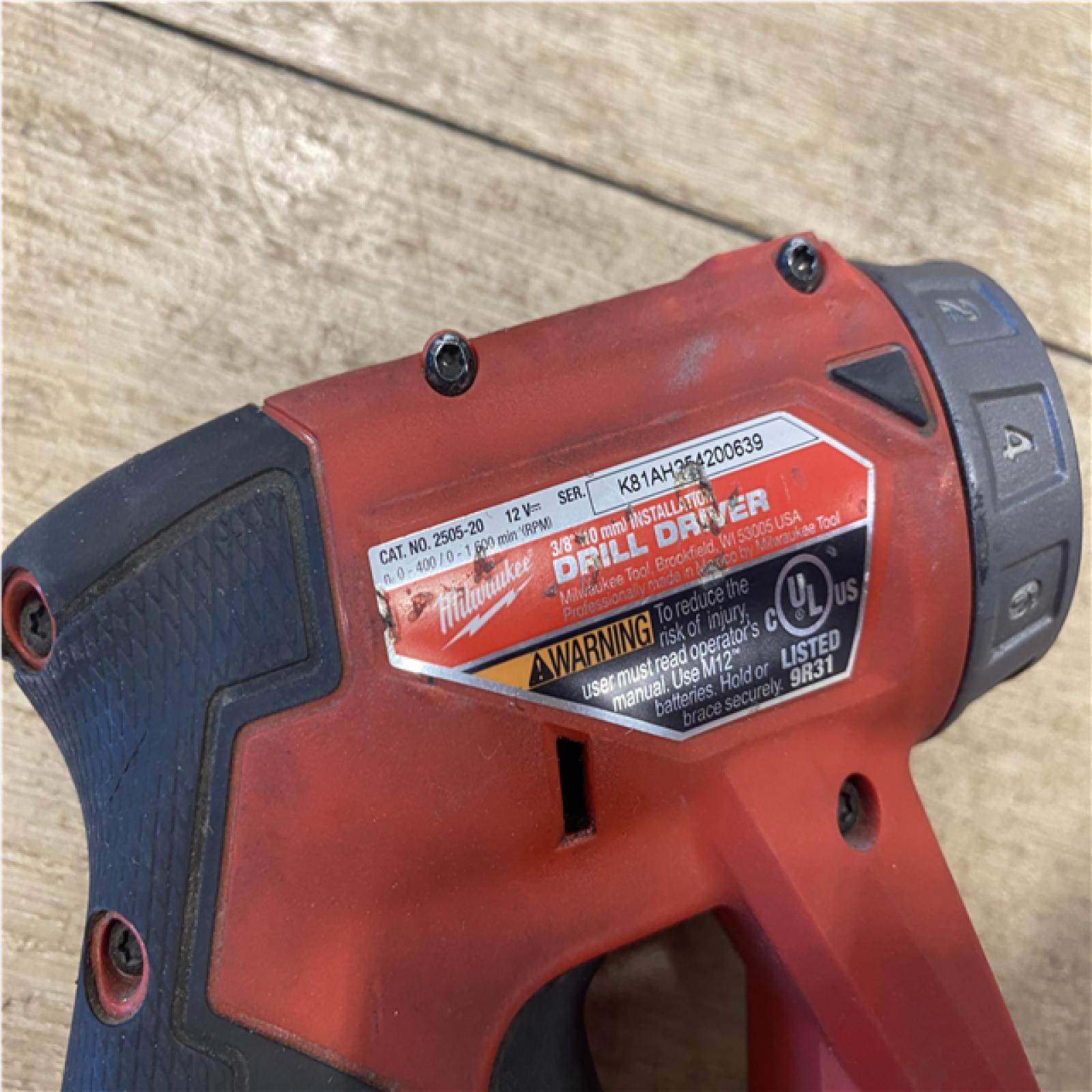 AS-IS Milwaukee FUEL 12V Lithium-Ion Brushless Cordless 4-in-1 Installation 3/8 in. Drill Driver with 4 Tool Head (Tool-Only)