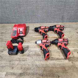 HOUSTON LOCATION - AS-IS MILWAUKEE 4 TOOL COMBO KIT W/ (2) BATTERY & CHARGER
