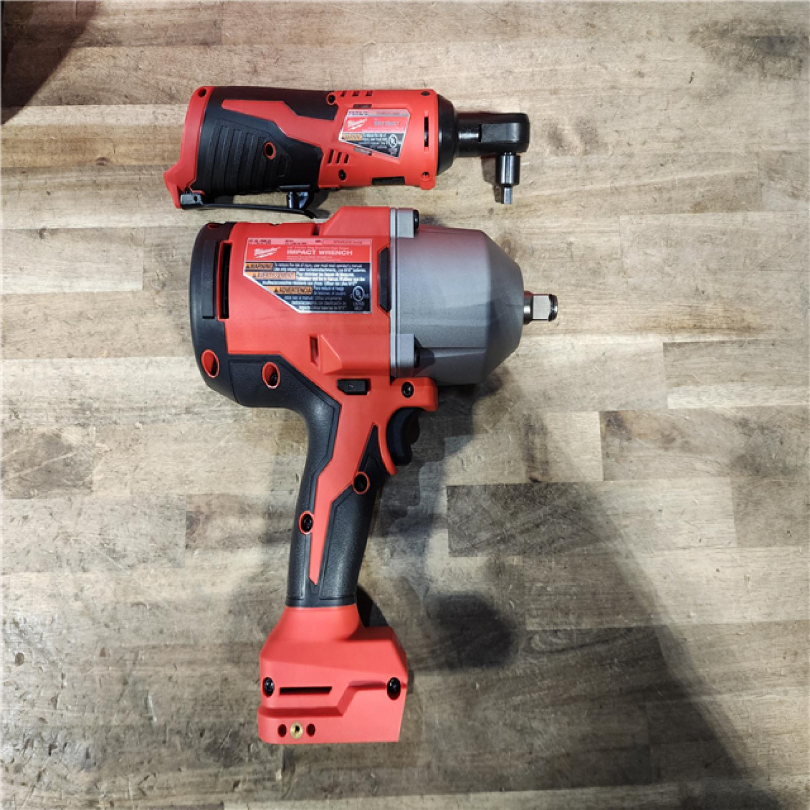HOUSTON LOCATION - AS-IS Milwaukee 12/18V Lithium-Ion Cordless 3/8 in. Ratchet and 1/2 in. High Torque Impact Wrench with Friction Ring Combo Kit