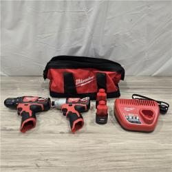 AS-IS Milwaukee 2494-22 M12 Cordless 3/8 Drill / Driver and 1/4 Hex Impact Driver Kit