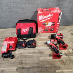 HOUSTON LOCATION - AS-IS Milwaukee 18V Cordless Brushed 2-Tool Drill/Driver and Impact Driver Kit
