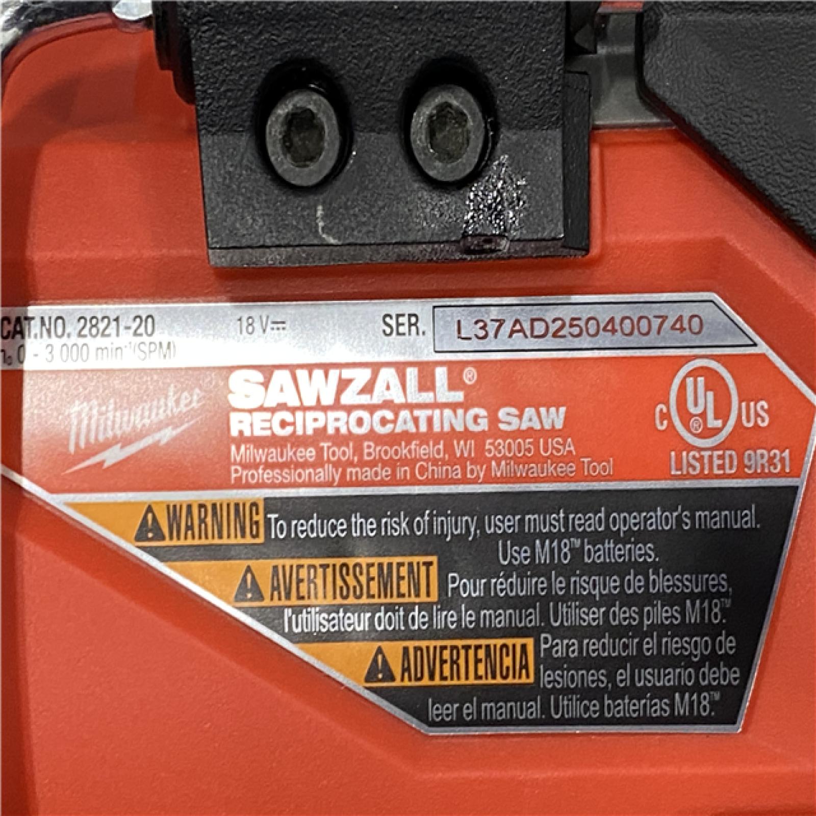 AS-IS Milwaukee FUEL GEN-2 18V Lithium-Ion Brushless Cordless SAWZALL Reciprocating Saw (Tool-Only)