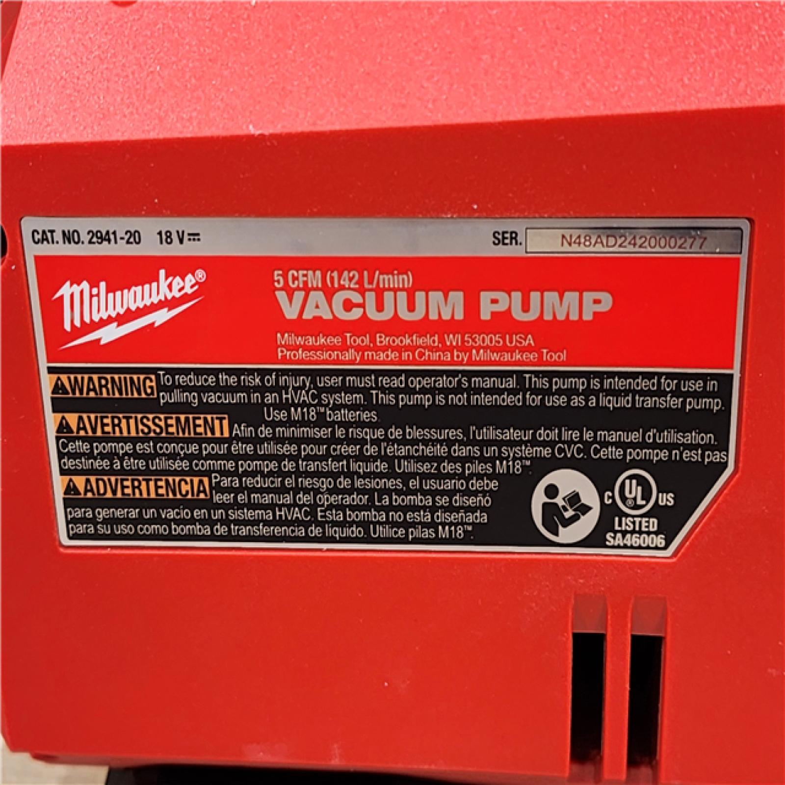 HOUSTON LOCATION - AS-IS M18 18V Lithium-Ion Cordless 5 CFM Vacuum Pump (TOOL ONLY)