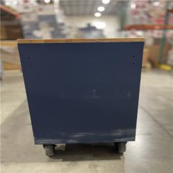 DALLAS LOCATION- AS IS- HUSKY 72 in. W x 24 in. D Heavy Duty 18-Drawer Adjustable Height Mobile Workbench with Solid Wood Top in Matte Blue