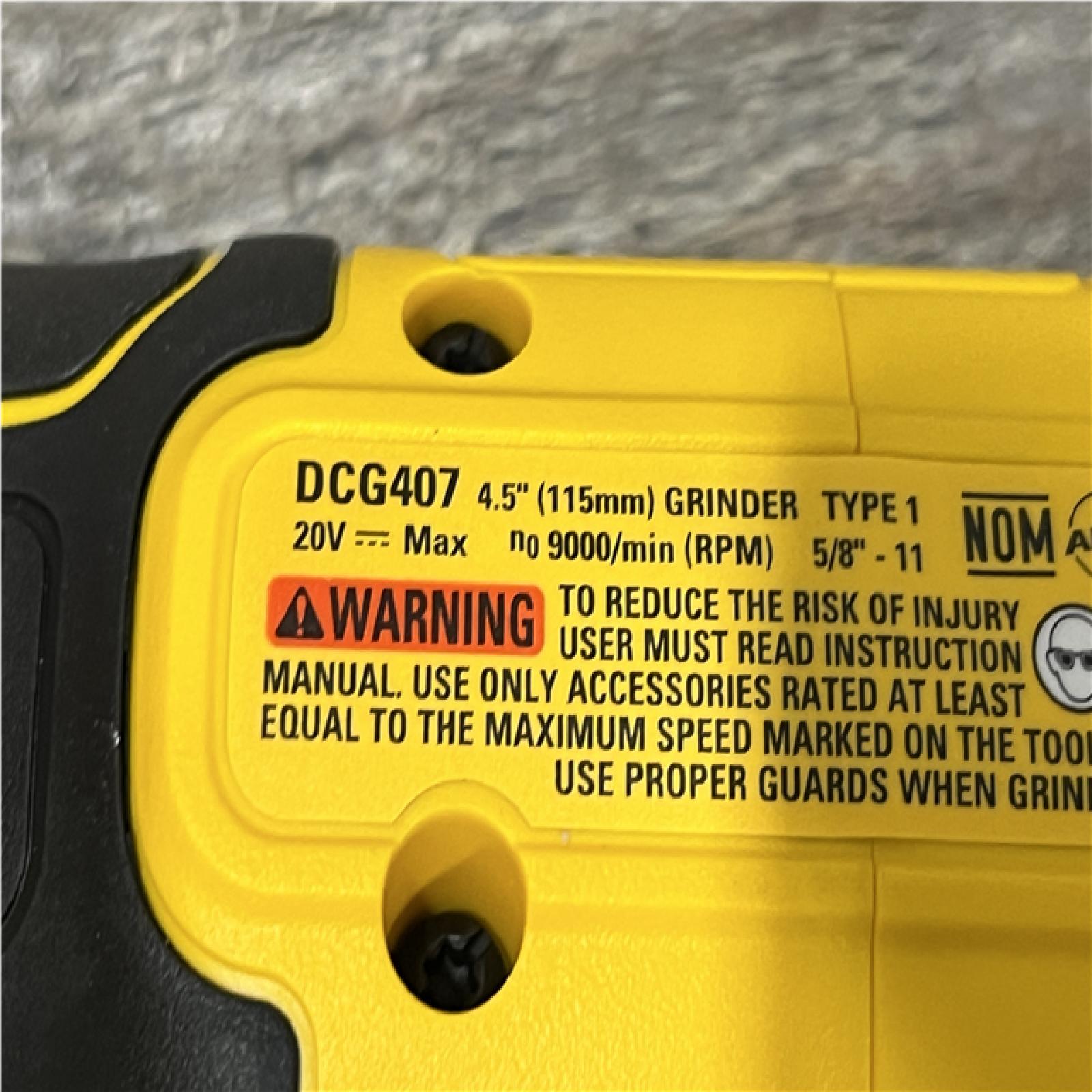 AS-IS DEWALT 20-Volt MAX Cordless Brushless 4-1/2 in. Angle Grinder with Slide Switch (Tool Only)