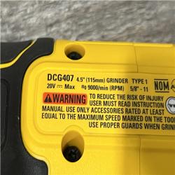 AS-IS DEWALT 20-Volt MAX Cordless Brushless 4-1/2 in. Angle Grinder with Slide Switch (Tool Only)