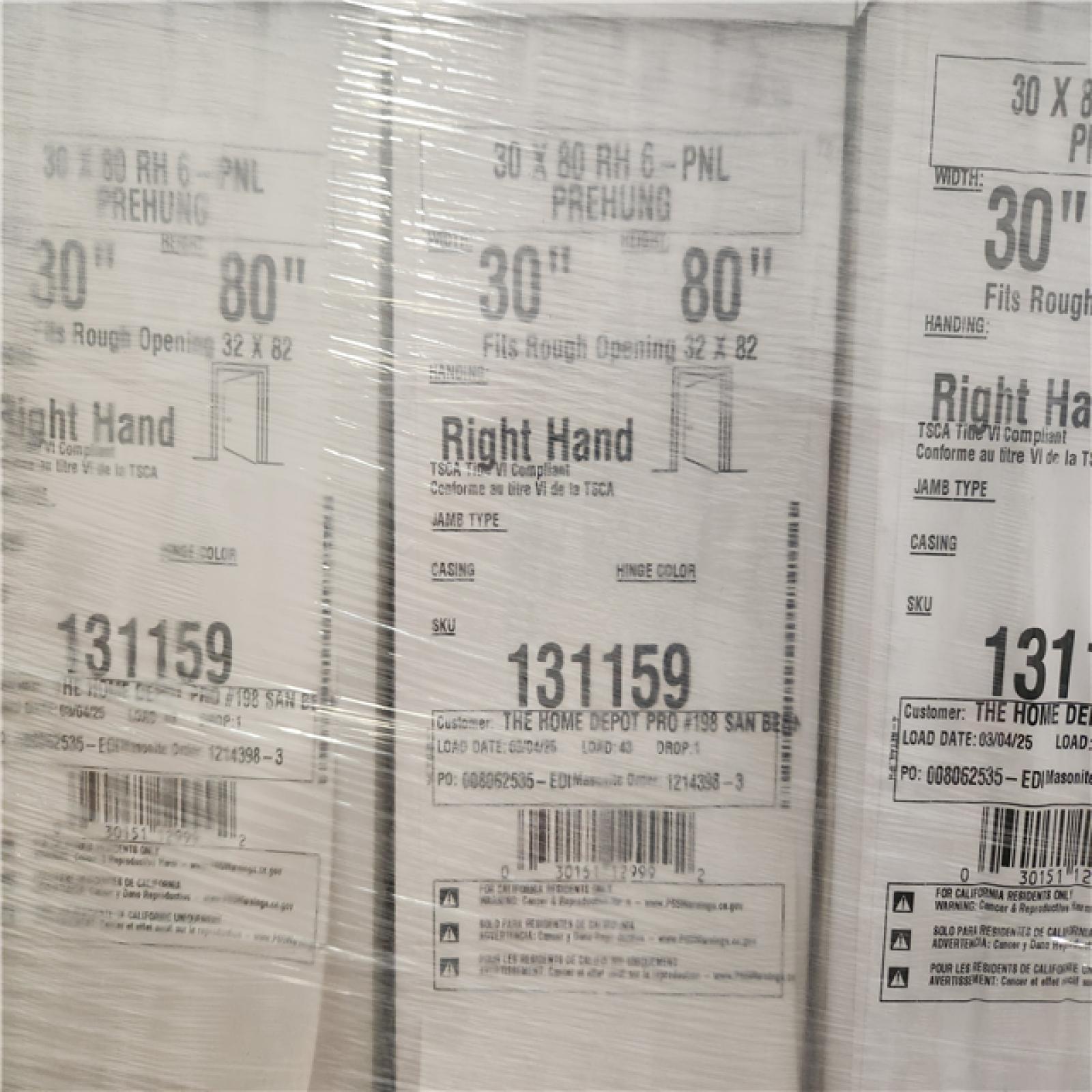 Phoenix NEW Masonite 30 in. x 80 in. 6-Panel Right-Hand Prehung Door Pallet of 6