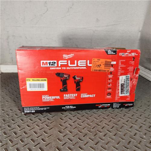 Houston Location - As-IS Milwaukee 3497-22 12V Brushless Hammer Drill and Impact Driver Combo Kit - Appears IN NEW Condition