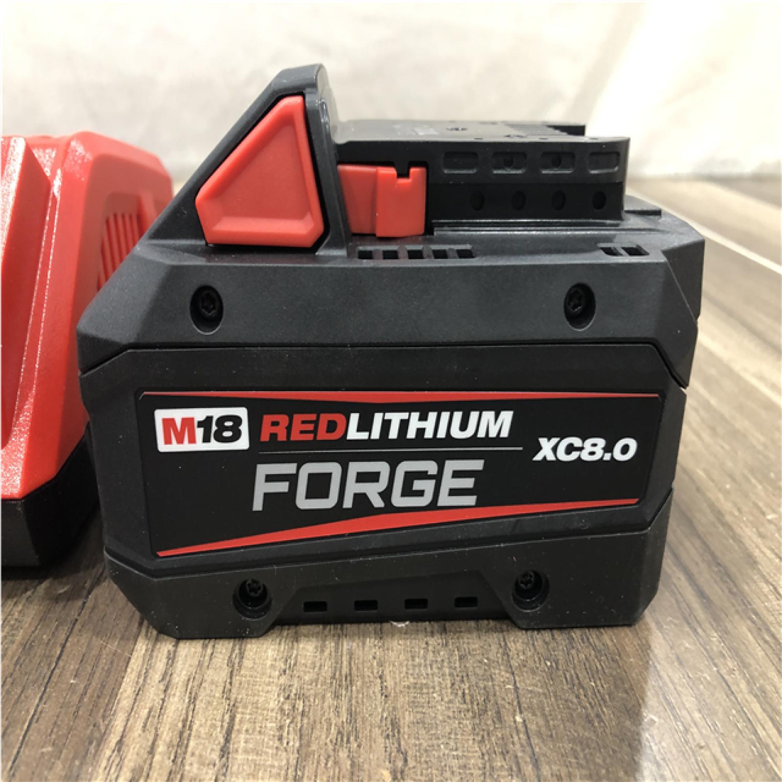 AS-IS Milwaukee 18-Volt Lithium-Ion REDLITHIUM FORGE Starter Kit with 8.0Ah Battery and Rapid Charger
