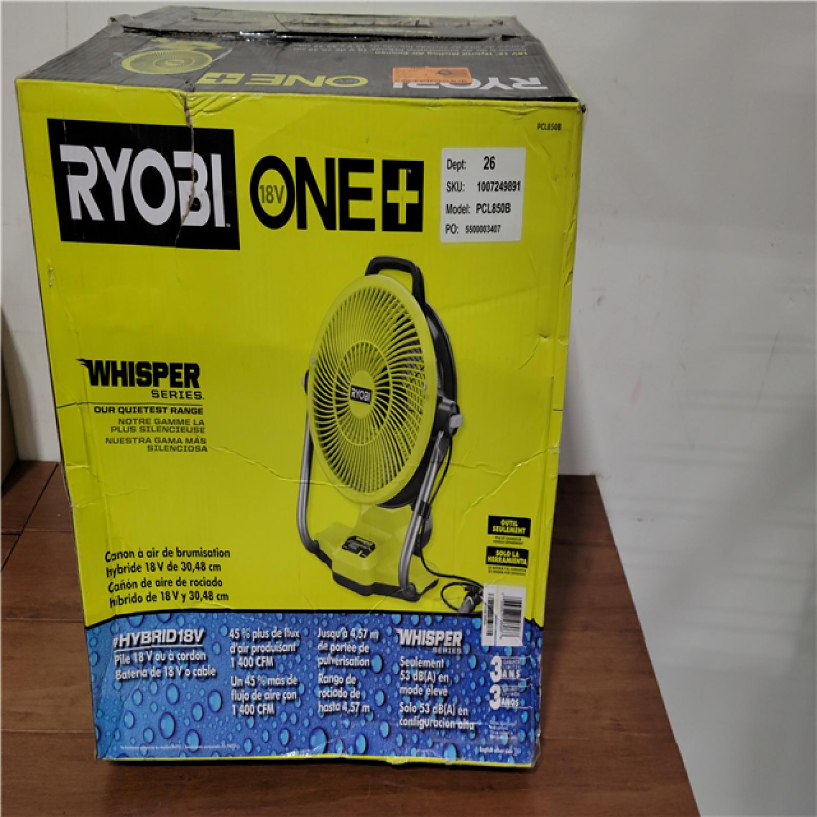 California NEW Ryobi One+ 18V 12 Hybrid Misting Air Cannon (Tool Only)