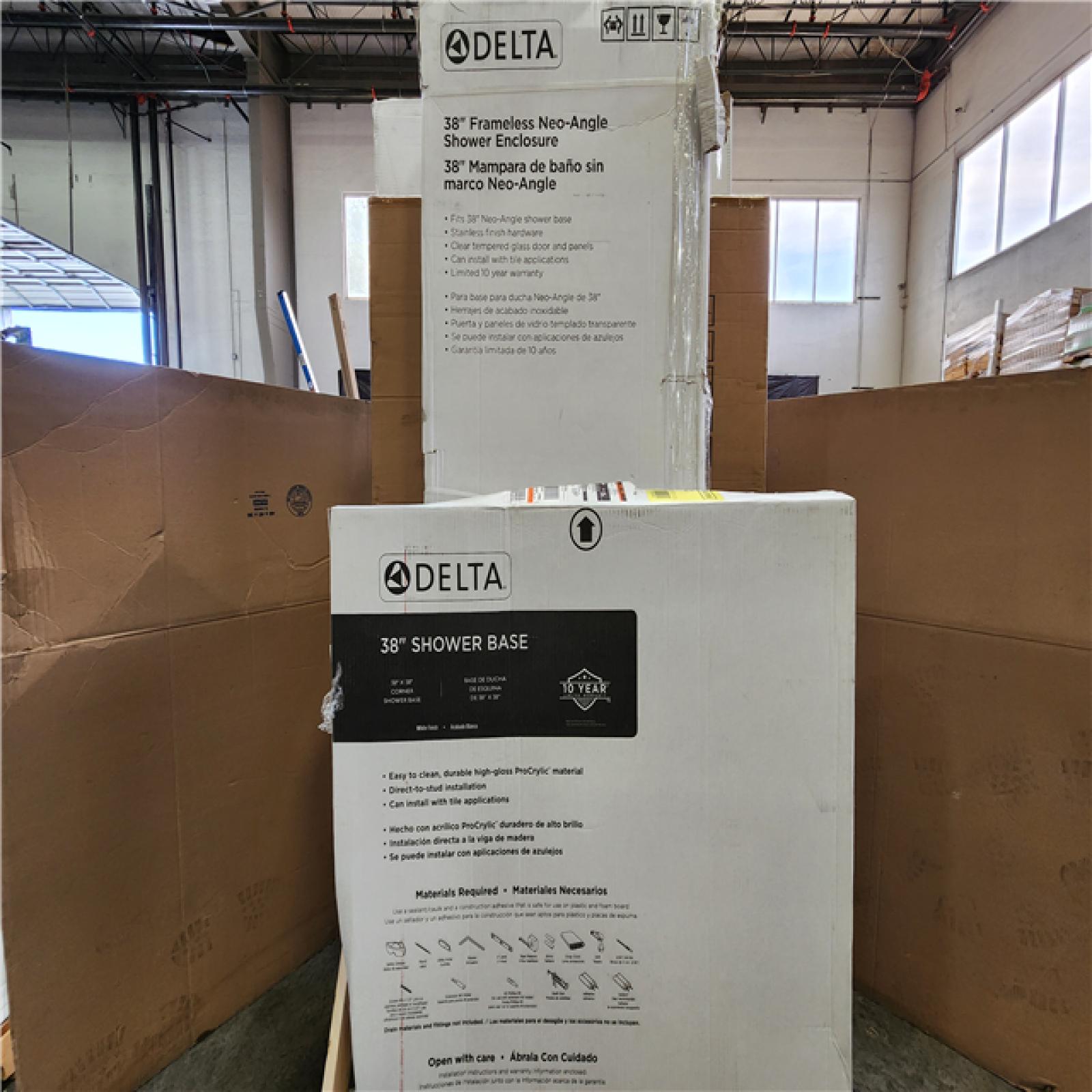Phoenix NEW Delta 38 in. W x 74 in. H Neo-Corner Shower Enclosure with Clear Glass With LED Light Anti-Fog Wall Bathroom Vanity Mirror with Backlit and Front Light