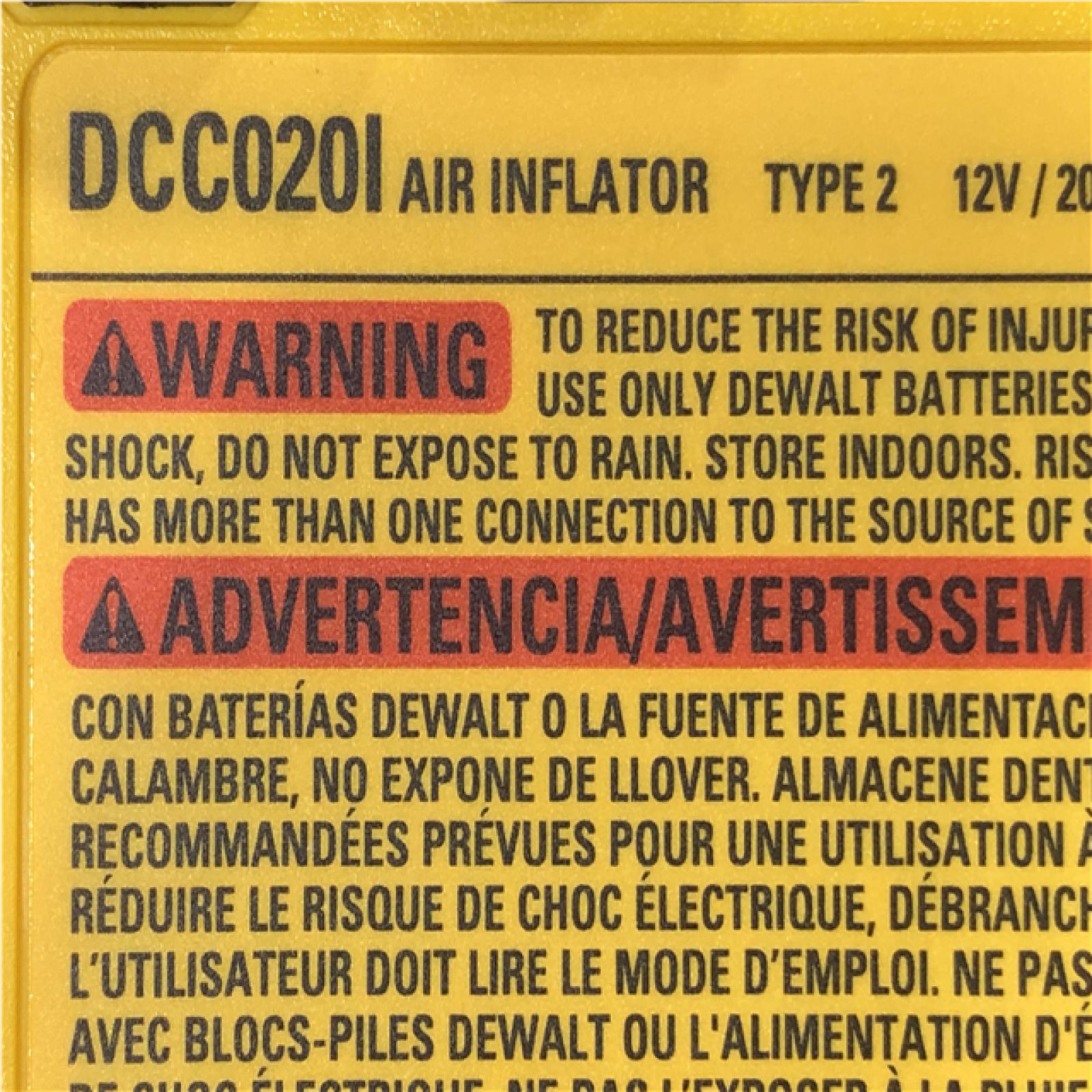 AS-IS DEWALT 20V MAX Cordless Electric Portable Inflator (Tool Only)